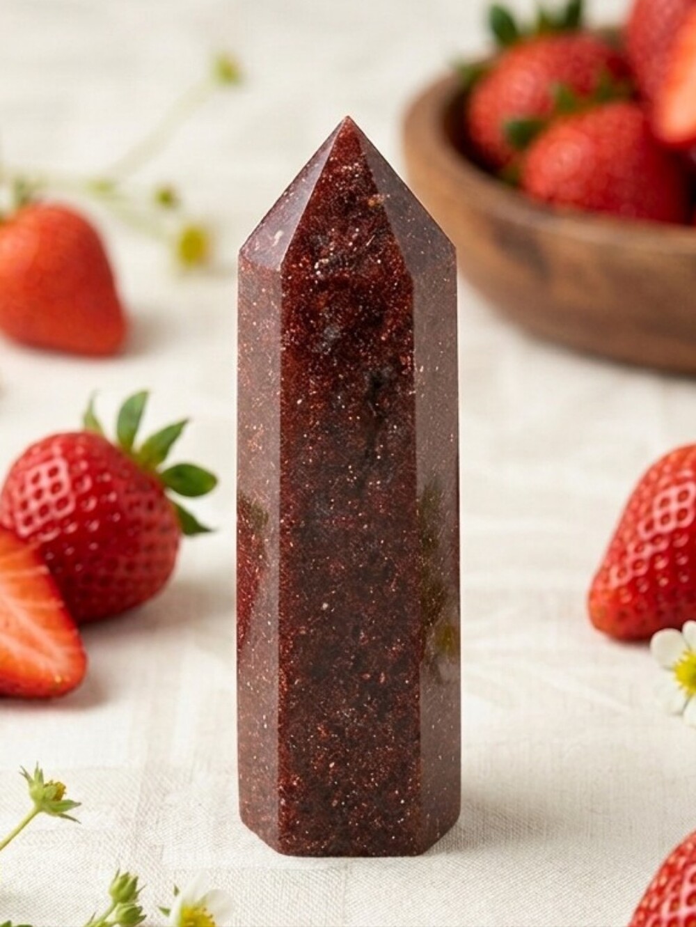 Red Strawberry Quartz Crystal Tower